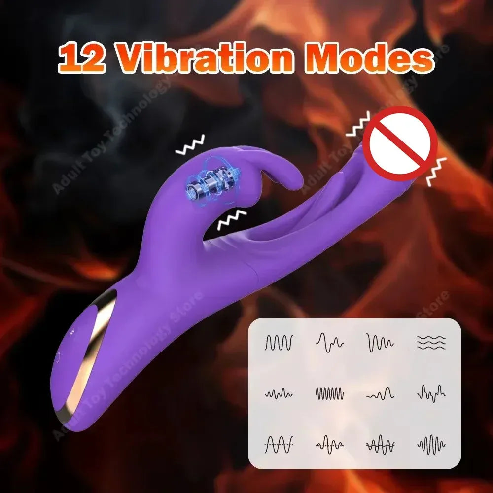 12 Mode Waterproof Silicone Rabbit Vibrator For Women