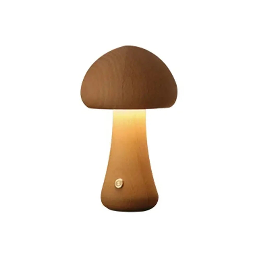 Vibe Geeks Wooden Mushroom Led Usb Rechargeable Night Light