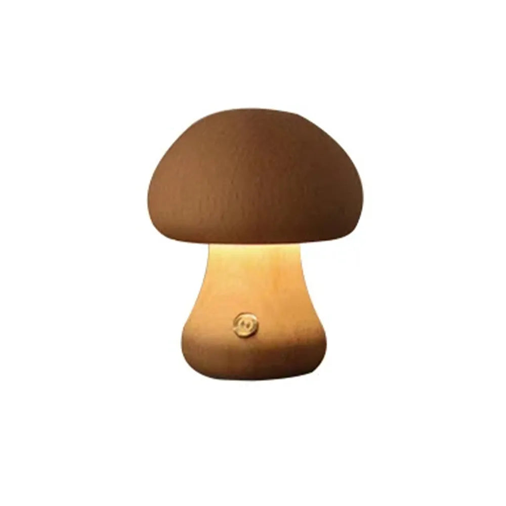 Vibe Geeks Wooden Mushroom Led Usb Rechargeable Night Light