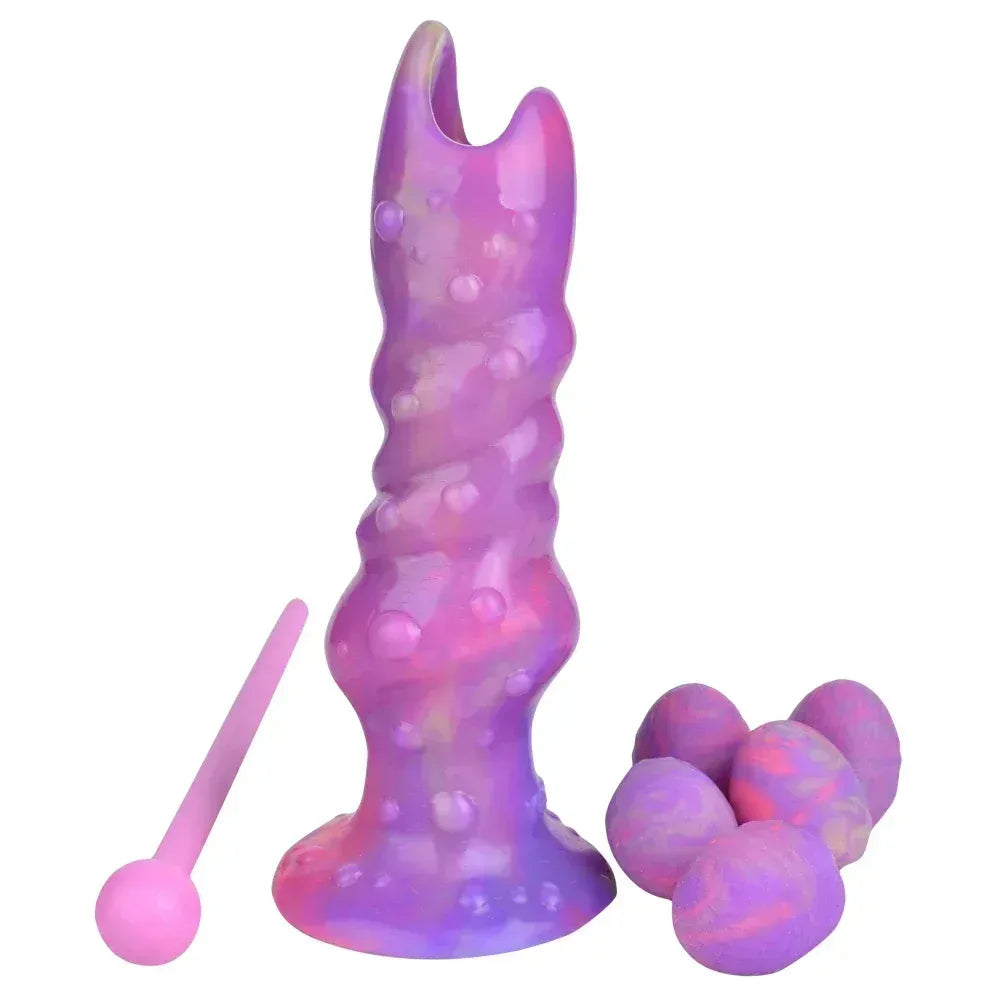 8 Inch Luminous Inflatable Dragon Dildo With 5 Eggs