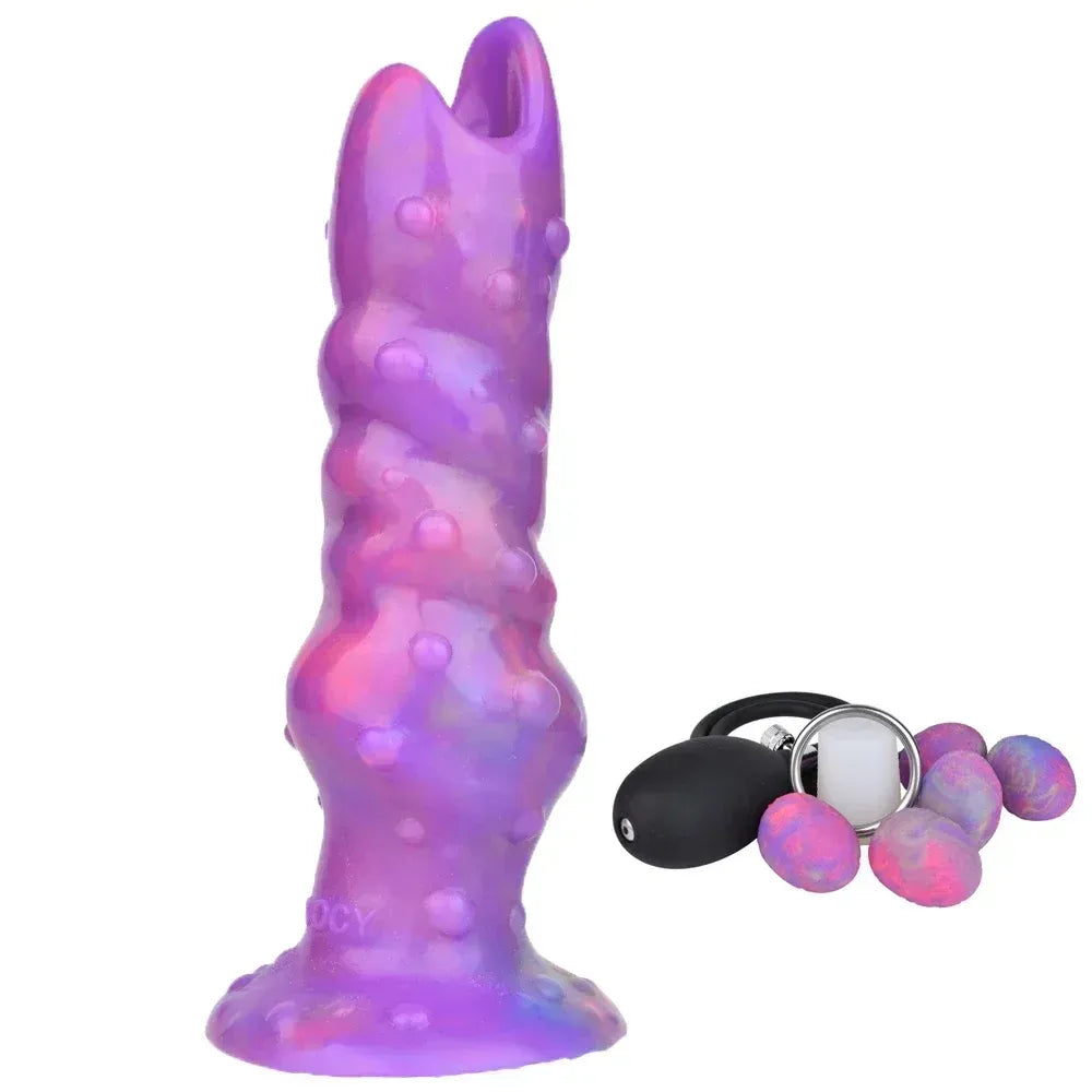 8 Inch Luminous Inflatable Dragon Dildo With 5 Eggs