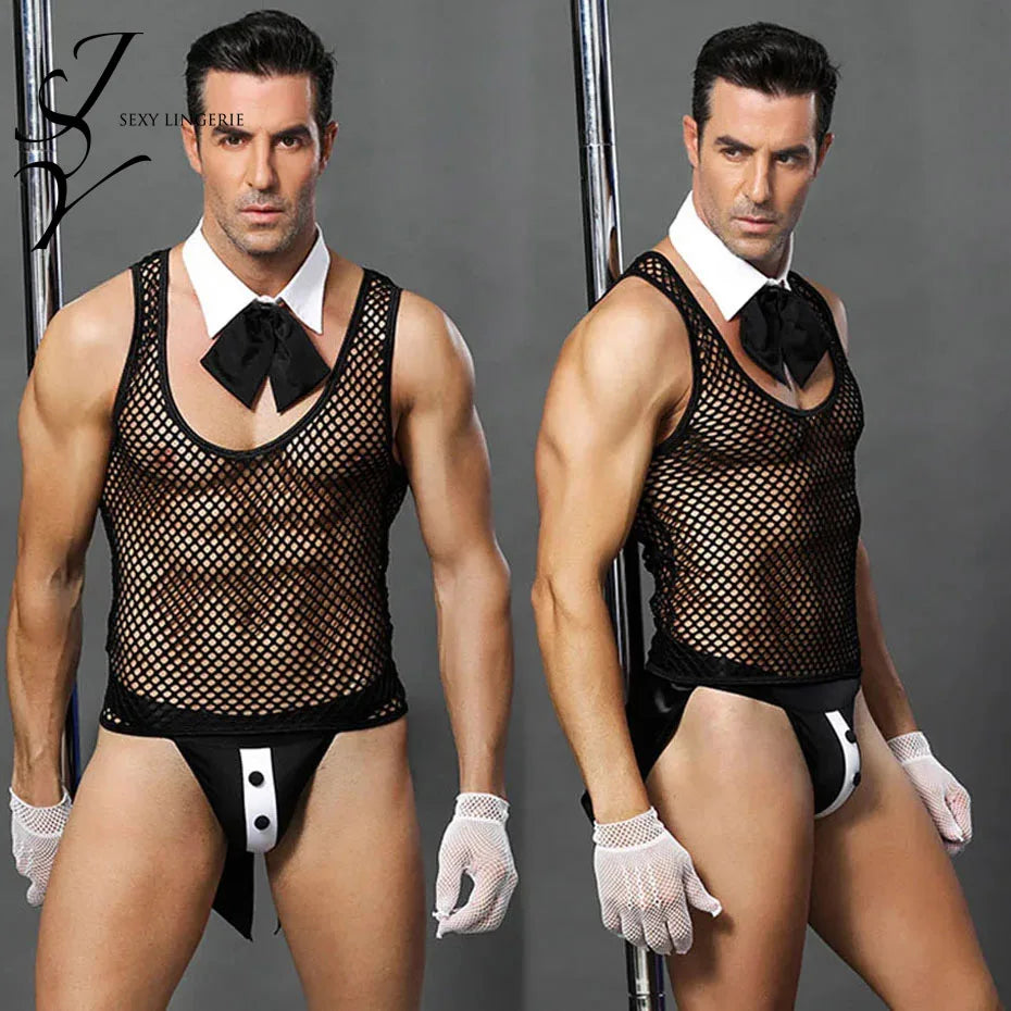 Alluring Prisoner Cosplay Lingerie Set Men Underwear &