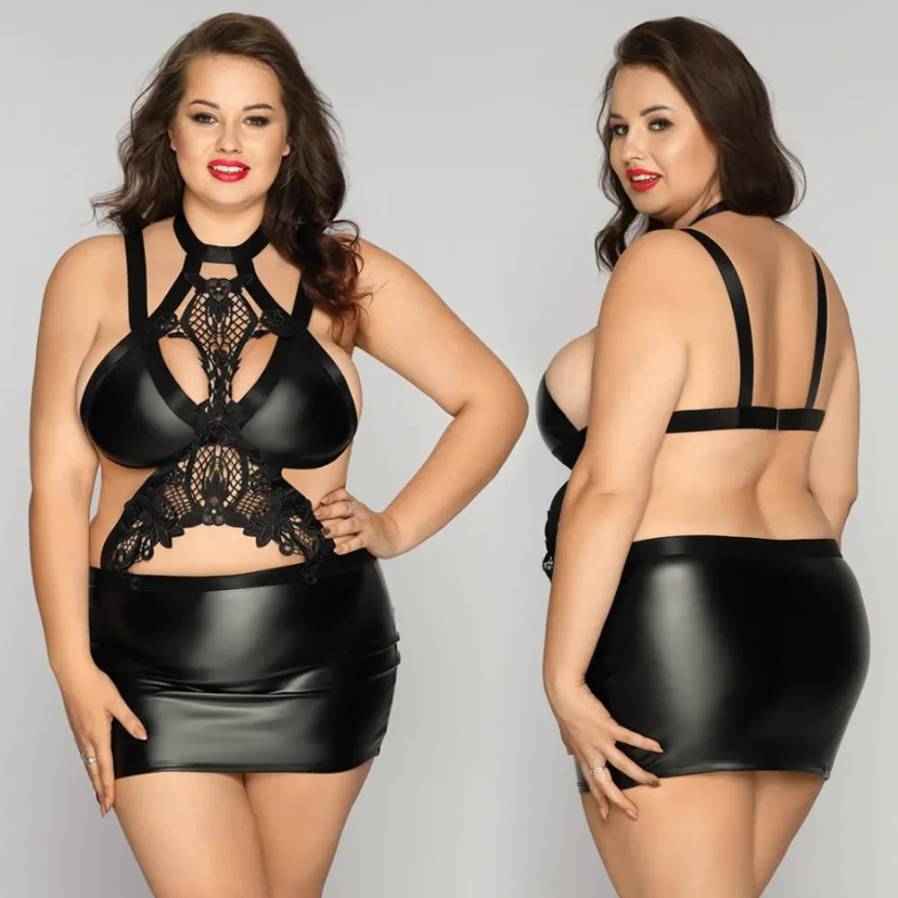 Alluring Leopard Bodysuit Lingerie Plus Size Role Play