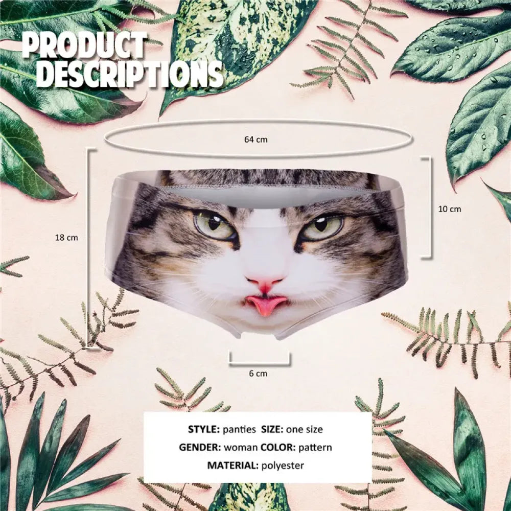 DeanFire Kawaii 3D Panties Women Underwear Tongue Cat Funny