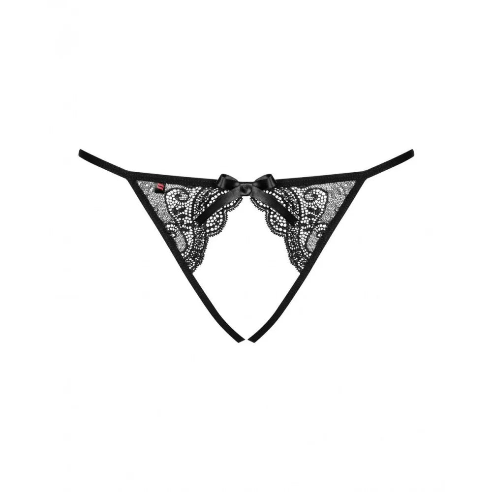 Knickers By Obsessive Miamor Crotchless Panties L/Xl Black