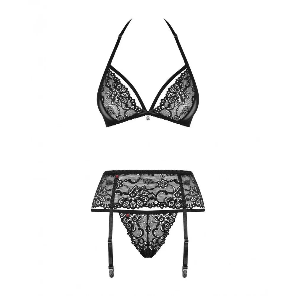 Lace Underwear Set By Obsessive 838-Seg-1 Black S/M