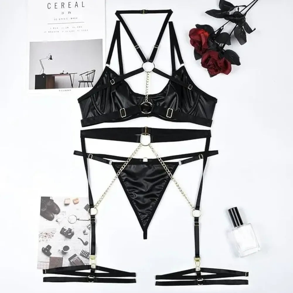 Punk Pu Leather Body Waist Belt Bodysuit Bondage Body