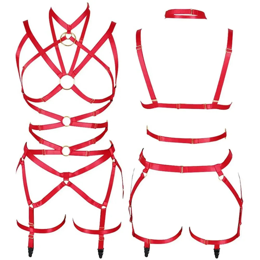 Punk Pu Leather Body Waist Belt Bodysuit Bondage Body