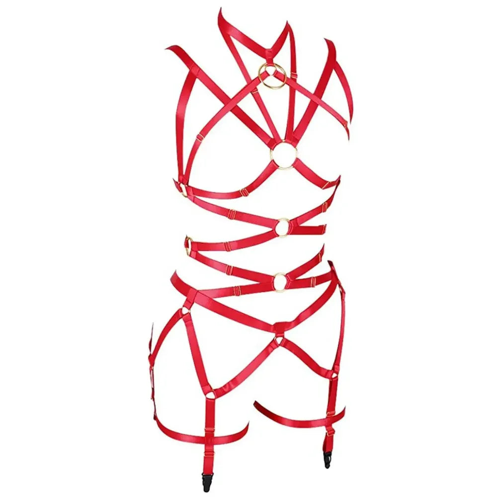 Punk Pu Leather Body Waist Belt Bodysuit Bondage Body