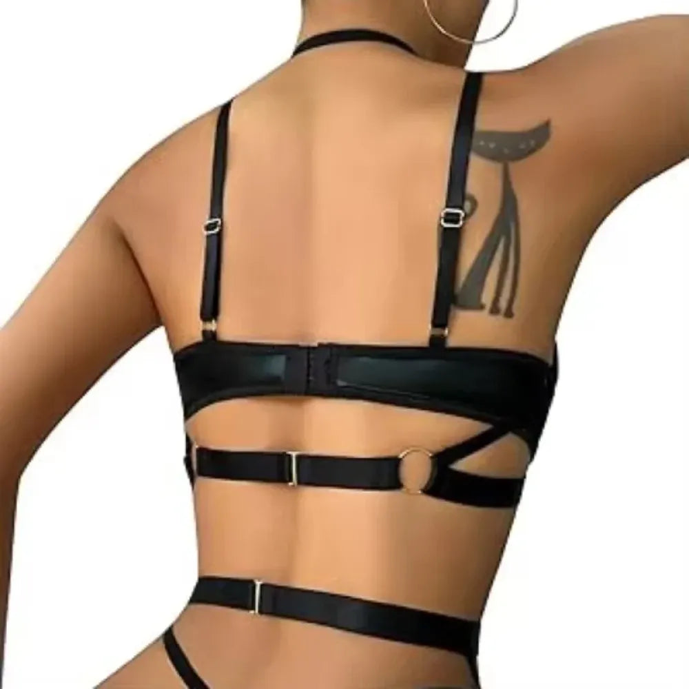 Punk Pu Leather Body Waist Belt Bodysuit Bondage Body