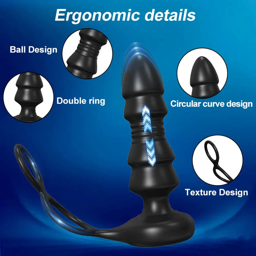 Telescopic Prostate Massager With Delay And Cock Ring