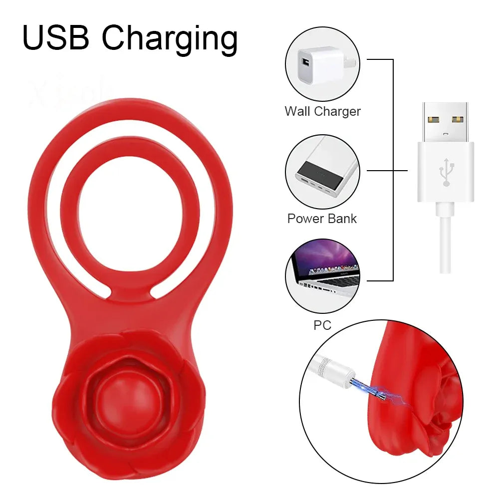 Vibrating Cock Ring for Men Delay Ejaculation Stimulate